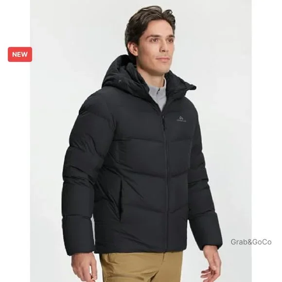 Men's Down Puffer Jacket 700 Fill Insulated Winter Coat Water-Repellent